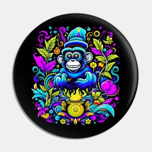 psychedelic chimp and fire Pin