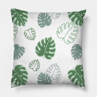 Tropical Leaves Monstera Pattern In Green Pillow