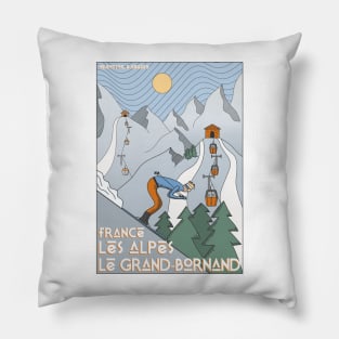 Le Grand Bornand, Les Alpes, France Retro Travel Pillow