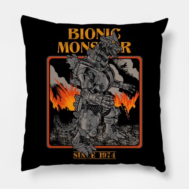 Bionic Monster since 1974 Pillow by kimikodesign