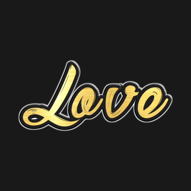 Shiny black and gold LOVE word design by Donperion