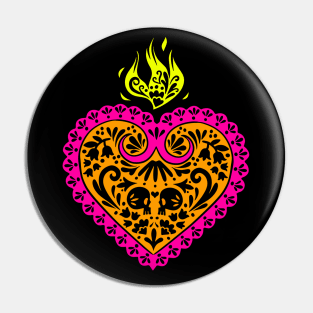 Colorful Mexican Talavera Sacred Heart Pin