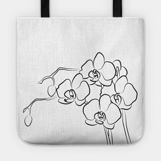 Orchid Line Art Drawing Tote