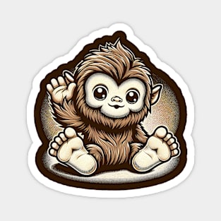 Baby Bigfoot Waves Hello Magnet