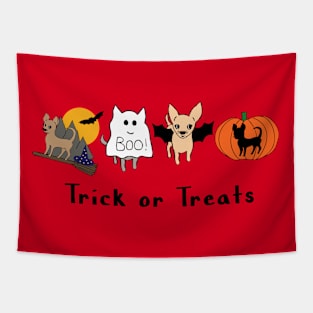 Red Halloween Chis - Smooth Coat Chihuahuas - Halloween Chihuahua Tee Tapestry