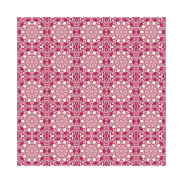 Vintage Red Geometric Floral Pattern by SeaChangeDesign