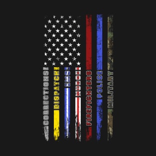 First Responders Hero Flag Nurse EMS Police Fire Military T-Shirt