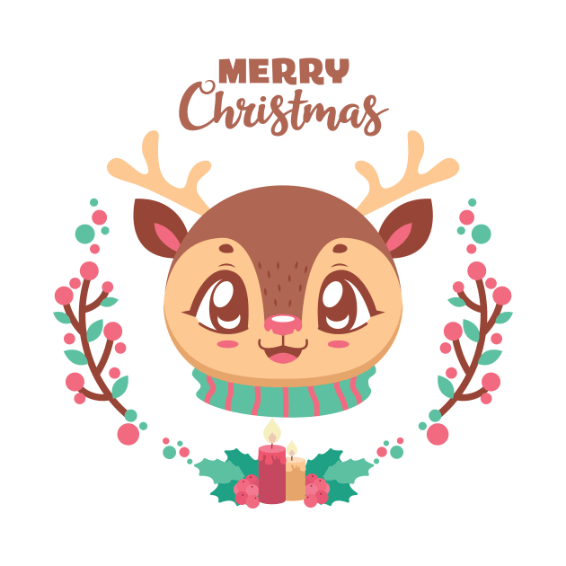 Cute festive reindeer design by GazingNeko