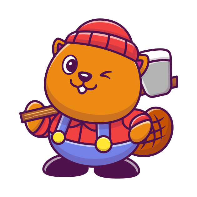 Cute Beaver Lumberjack Cartoon by Catalyst Labs