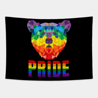 Faceted Rainbow Pride Bear Tapestry