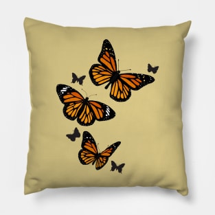 Vintage Orange Monarch Butterflies Pillow