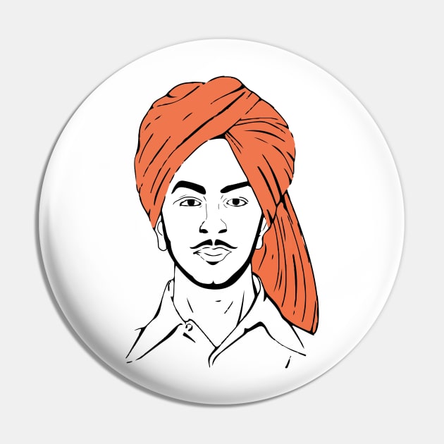 Bhagat Singh The Punjabi Indian Hero Freedom Fighter shirt Pin by alltheprints