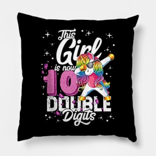 This Girl Is Now 10 Double Digits Dabbing Unicorn Birthday Pillow