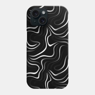 Monochrome Elegance: White Abstract Lines on Black Phone Case