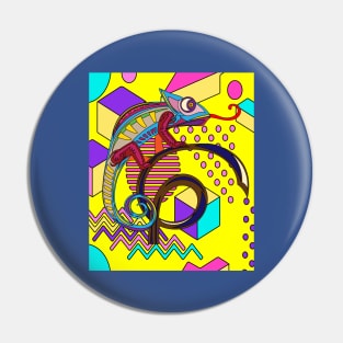 Funny Colorful Chameleon Reptile Camouflage Pin