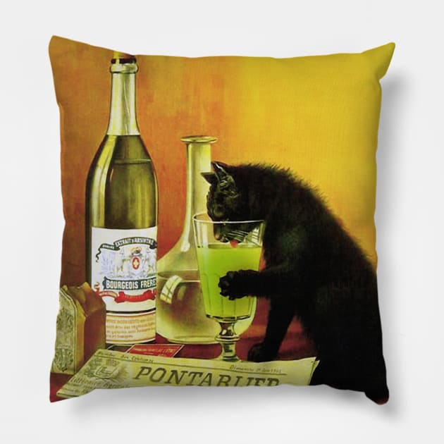 Absinthe Cat Pillow by LittleBean