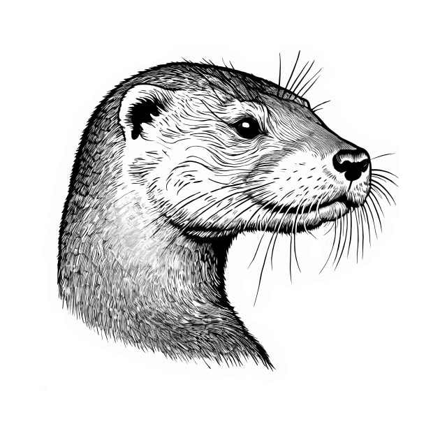 Black-White Otter Head by Yilsi