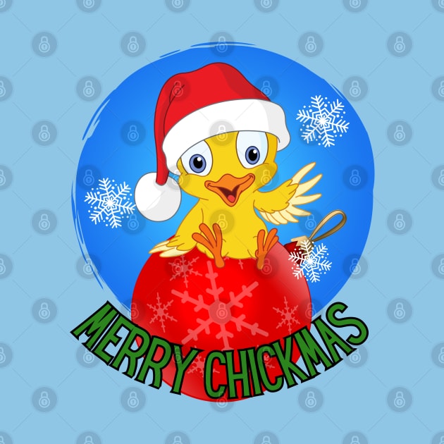 Funny Little Santa Chick wishing everyone a Merry Chickmas Christmas by Shean Fritts 