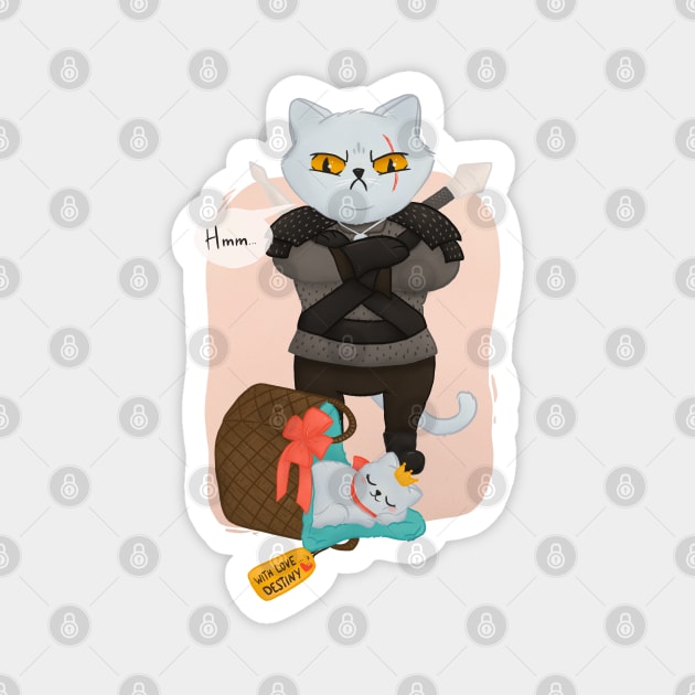 Child Of Surprise Geralt Cat Edition Magnet by LenasScribbles