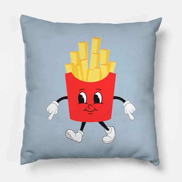 Retro French Fries Smile Face Pillow by TheRealGWon