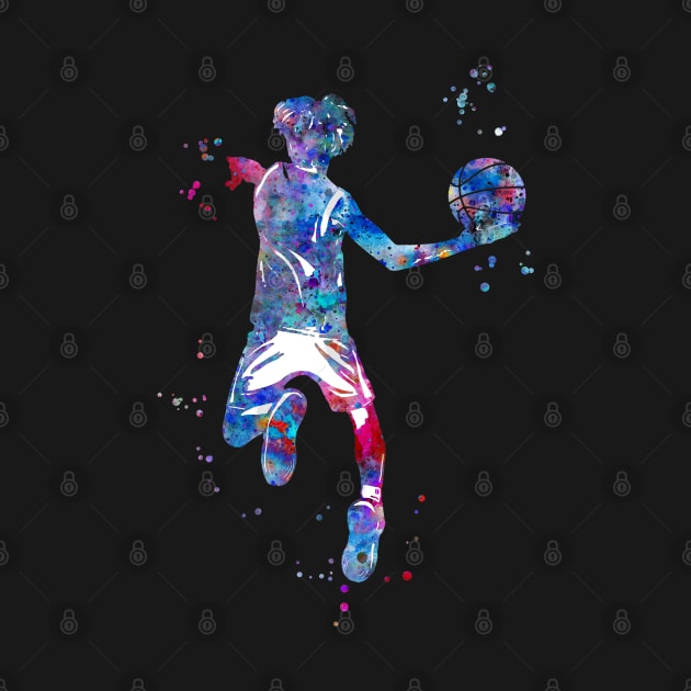 Basketball Player Boy with Ball by RosaliArt