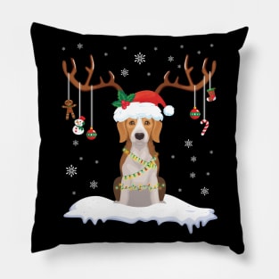 Beagle Reindeer Santa Noel Costume Dance On Snow Merry Xmas Pillow