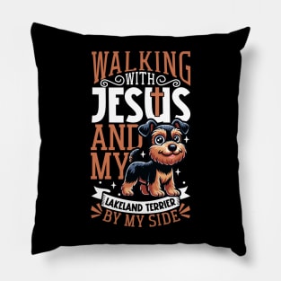 Jesus and dog - Lakeland Terrier Pillow