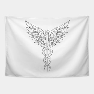 Polygonal Caduceus Symbols Tapestry