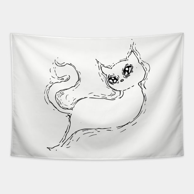 Inktober Ghost Cat Tapestry by UntidyVenus