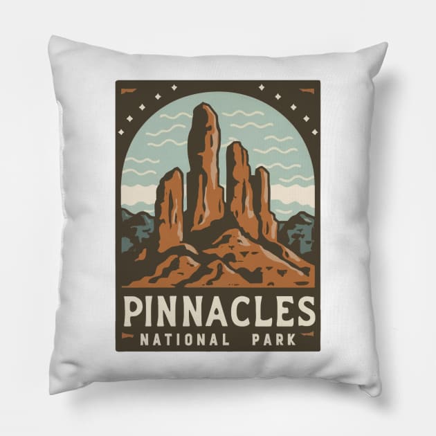 Pinnacles National Park Travel Sticker Pillow by GreenMary Design