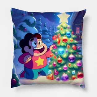 Crystal Holidays Extravaganza: Steven Universe Christmas-Inspired Art for Timeless Cartoon Designs and Festive Gems! Pillow