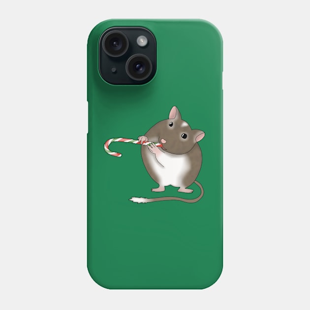 Cute brown gerbil with a candy cane Phone Case by Becky-Marie