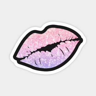 Pastel Pink Purple Ombre Faux Glitter Lips Magnet