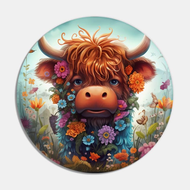 Highland Cow Pin by TooplesArt