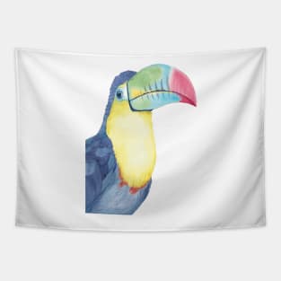 Watercolor keel-billed toucan painting bird Tapestry