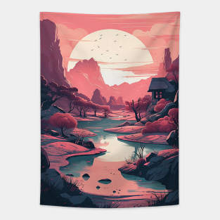 Distant Horizon Anime Style Landscap Tapestry