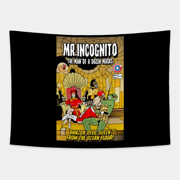 MR. INCOGNITO MEETS THE AMAZON DEVIL QUEEN Tapestry by VanceCapleyArt1972