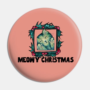 Meowy Merry Christmas Kitty Pin