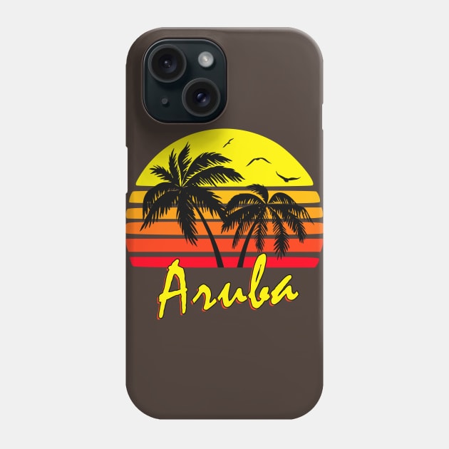 Aruba Retro Sunset Phone Case by Nerd_art