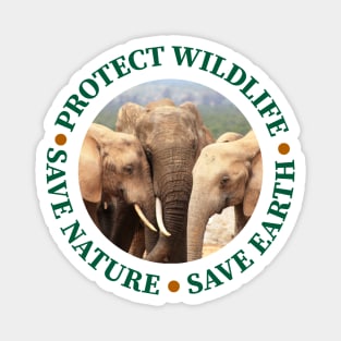 Wildlife Conservation Earth Day Elephant Family Magnet