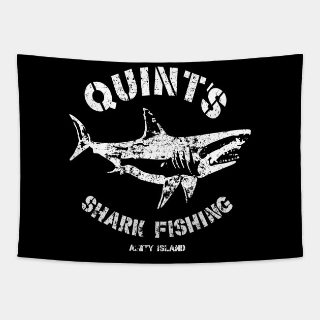 Quint's Shark Fishing Tapestry by VEKTORKITA