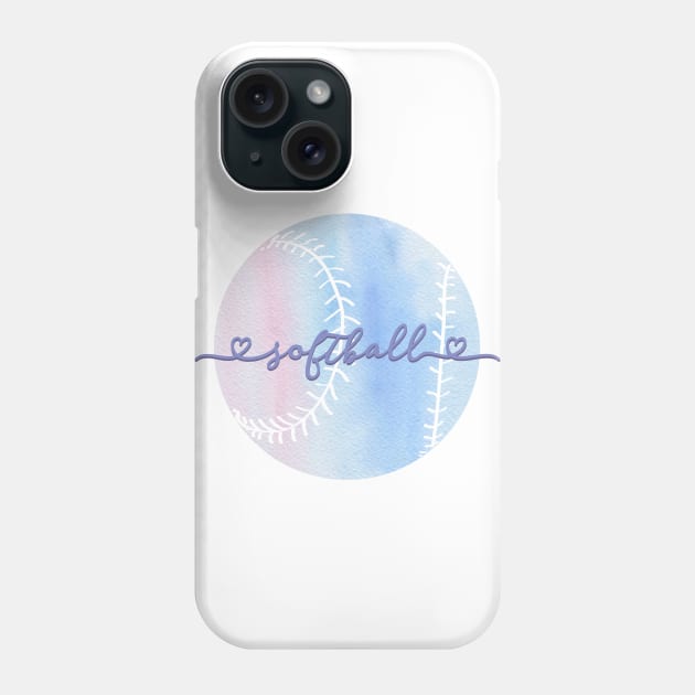 I Love Softball Pastel Purple Watercolor Aesthetic Phone Case by YourGoods