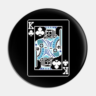 King of Clubs Pixel Art Bright Negative Mode Pin