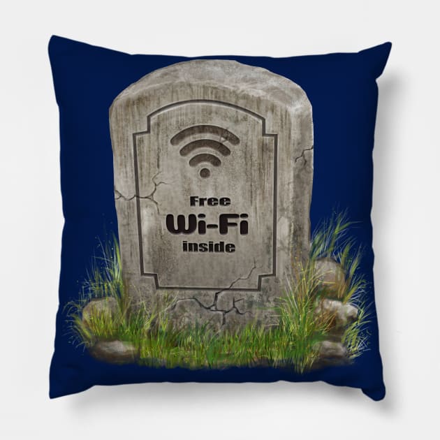 Wi-fi Free Gravestone Pillow by Tapan