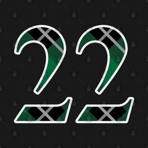 22 Sports Jersey Number Green Black Flannel by Design_Lawrence