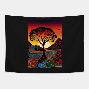 Aboriginal Art Inspired Landscape Tapestry