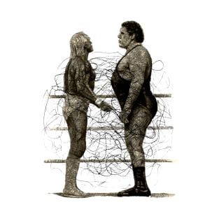 Andre the Giant vs Hulk Hogan Pencilart T-Shirt