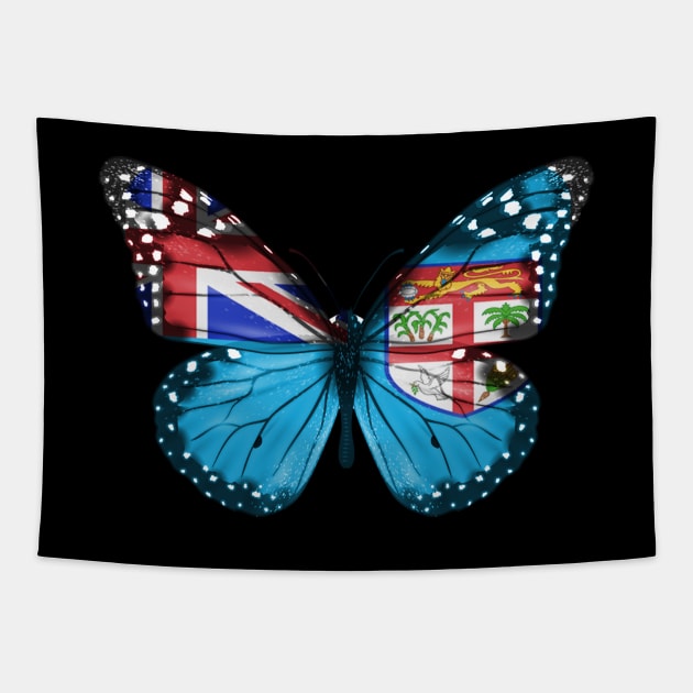 Fijian Flag  Butterfly - Gift for Fijian From Fiji Tapestry by Country Flags