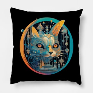 Strange Cat Staring at Your Headlights Pillow