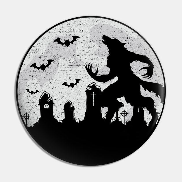 Full Moon Werewolf Graveyard Pin by HalloweenTown